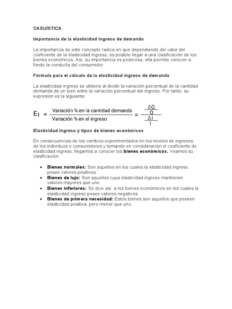 Elasticidad de Ingreso en Demanda | PDF | Elasticidad (economía) | Bienes
