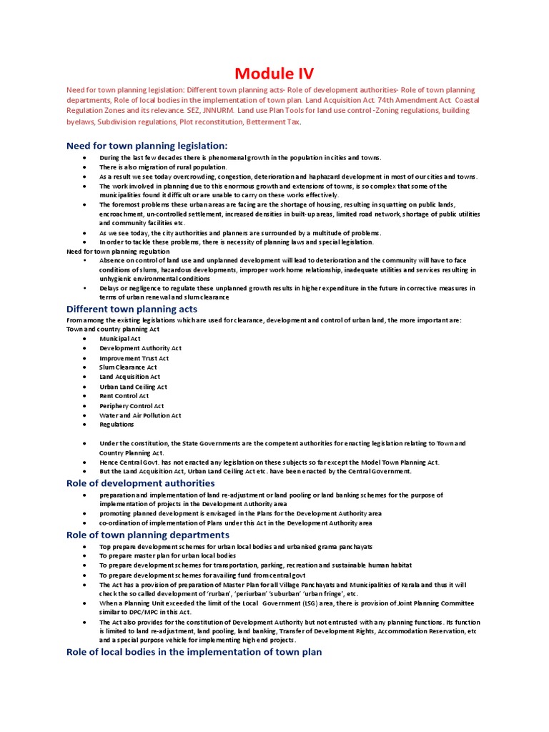 Town Planning-Module 4 | PDF | Zoning | Taxes
