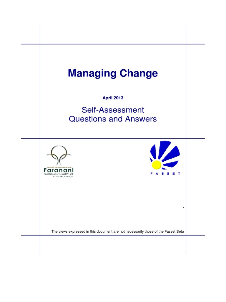 Change Management Self-Assessment Q&A | PDF | Value (Ethics) | Change ...