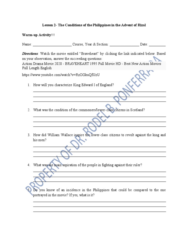 Lesson 2 - Warm-Up Activity | PDF