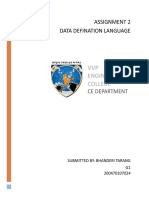 Assignment 2 Data Defination Language: VVP Engineering College