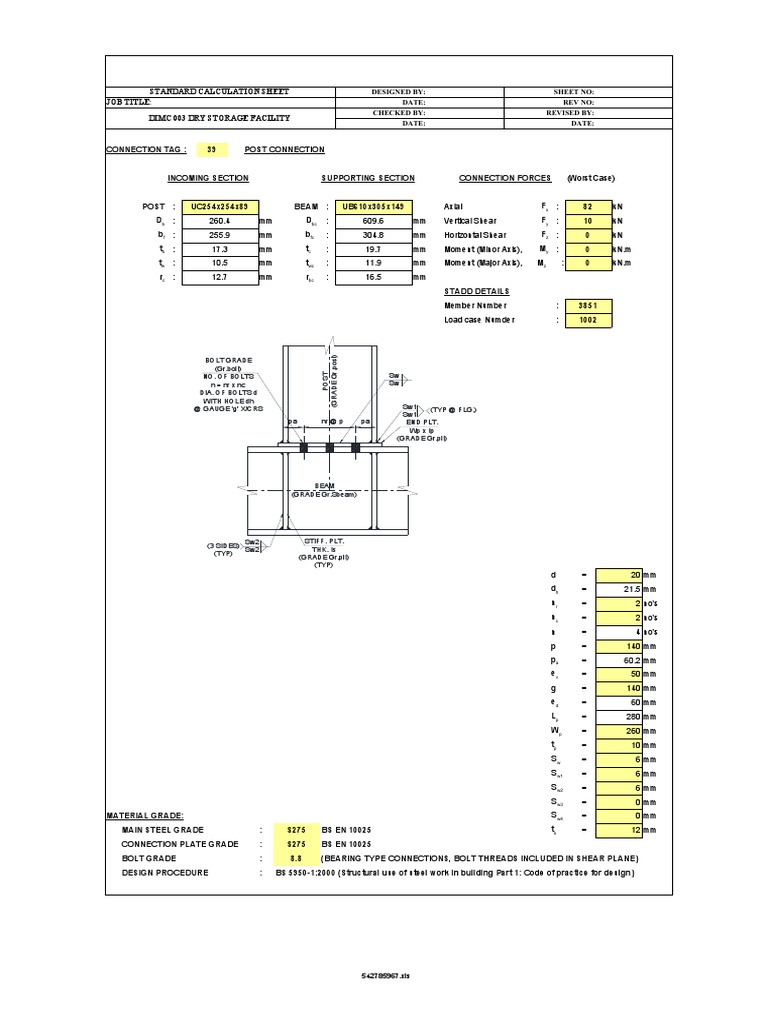 Bolt Grade (GR - Bolt) No. of Bolts N NRXNC Dia. of Bolts D