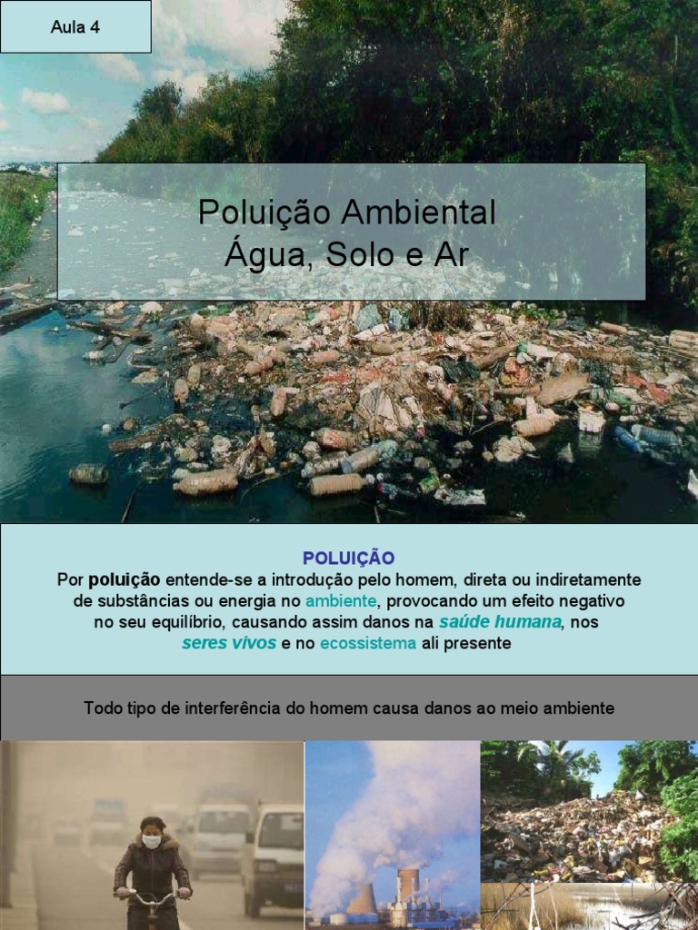 Poluição do Ar, Água e Solo | PDF | Água | Poluição do ar