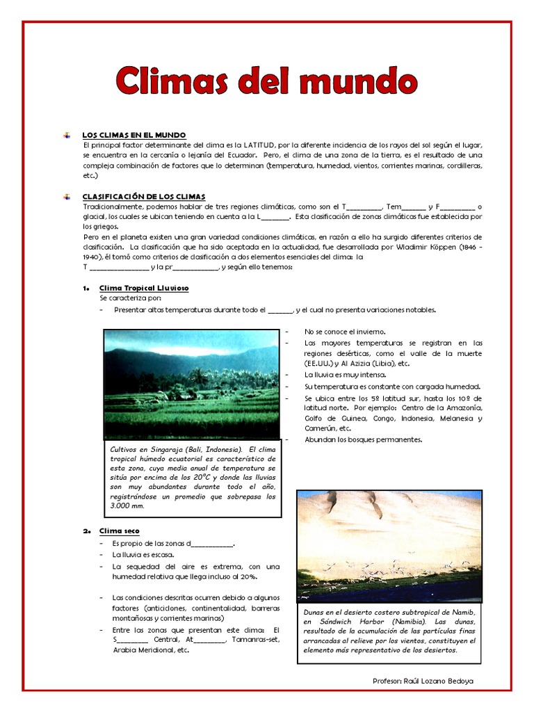 Climas del Mundo según Raúl Lozano | PDF | Clima | Desierto