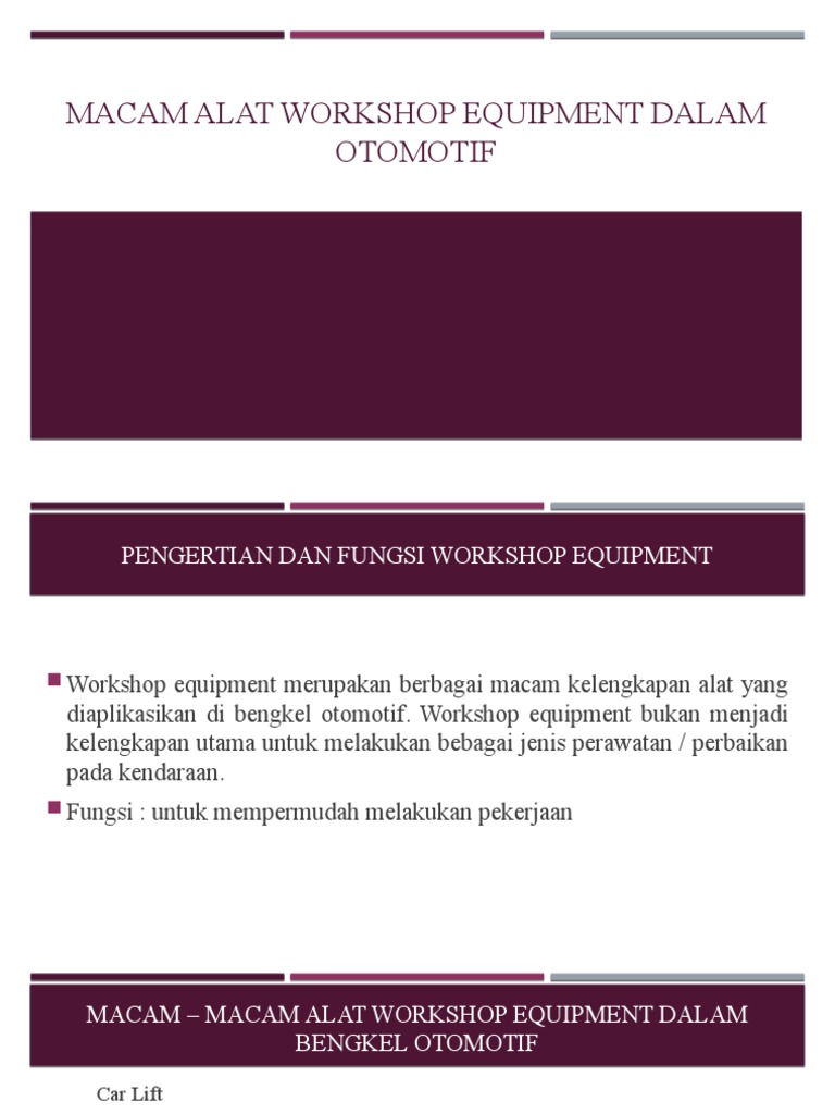 Alat Workshop dalam Otomotif | PDF | Teknologi & Rekayasa