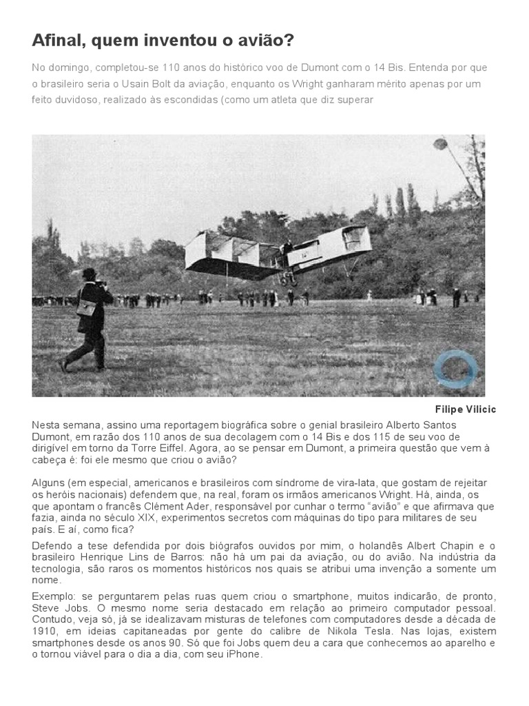Quem realmente inventou o avião? | PDF | Aeronave | Avião, image size:768x1024