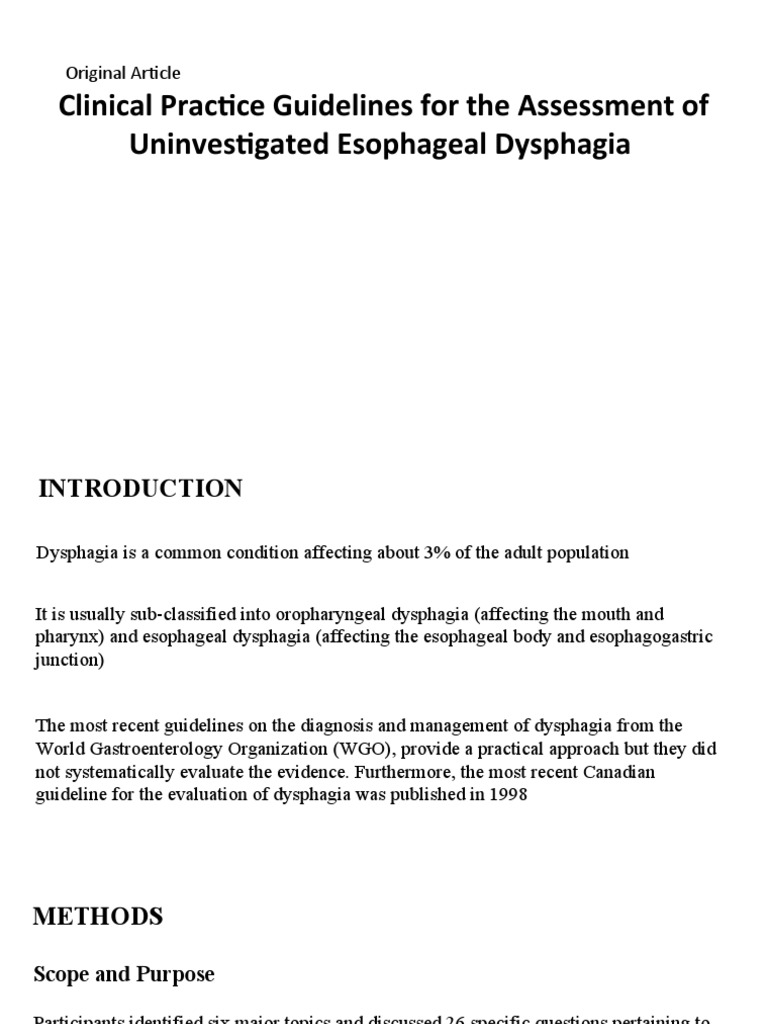 Clinical Practice Guidelines For The Assessment of Uninvestigated ...