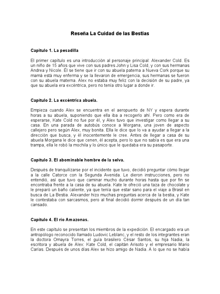 Resumen La Ciudad de Las Bestias