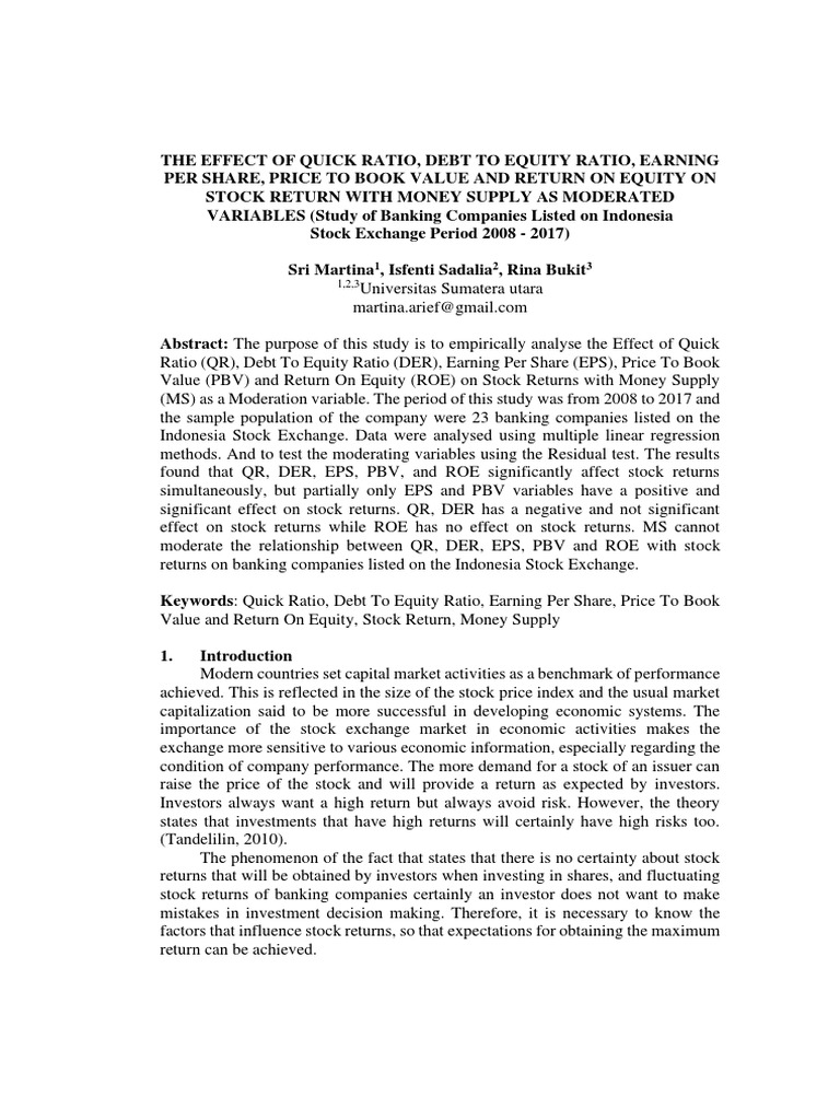 Impact of Financial Ratios on Stock Returns | PDF | Investing | Stocks