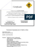 Certificado Trabalho em Altura - Augusto Dos Reis