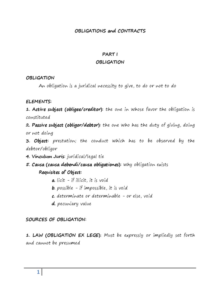 Essentials of Obligations and Contracts | PDF | Law Of Obligations ...