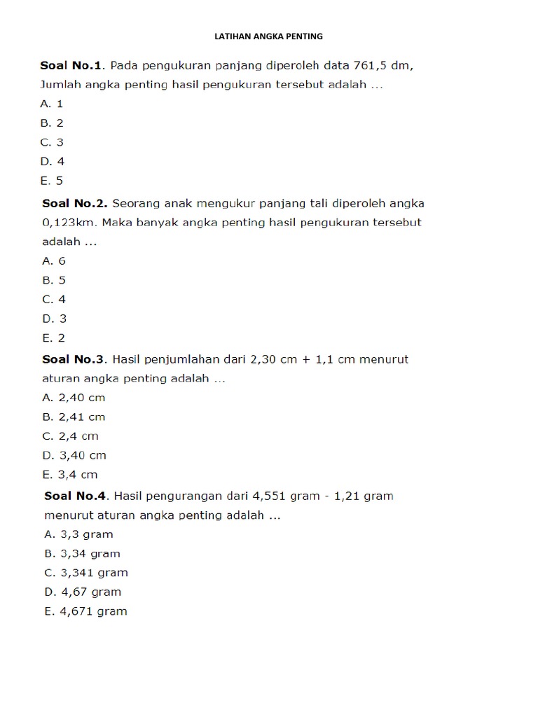 Latihan Angka Penting PDF