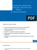 Reacciones de aminoácidos, proteínas plasmáticas y nutrición infantil