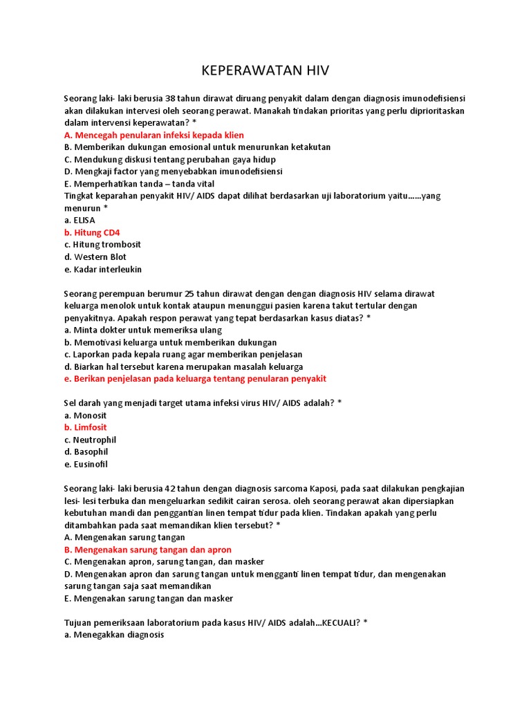 Soal Keperawatan Hiv | PDF
