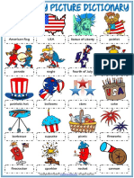 4th of July Vocabulary Esl Picture Dictionary Worksheet For Kids