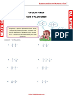 Ejercicios de Operaciones Con Fracciones para Sexto Grado de Primaria