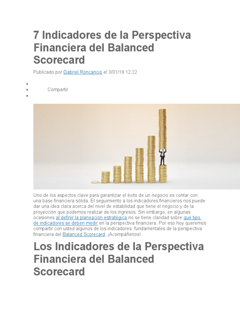 7 Indicadores de La Perspectiva Financiera Del Balanced Scorecard | PDF ...