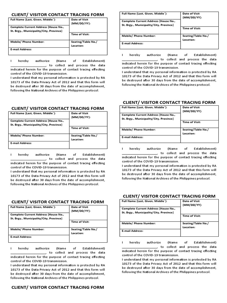 CLIENT Health Declaration Form | PDF | Information Privacy | Computer ...