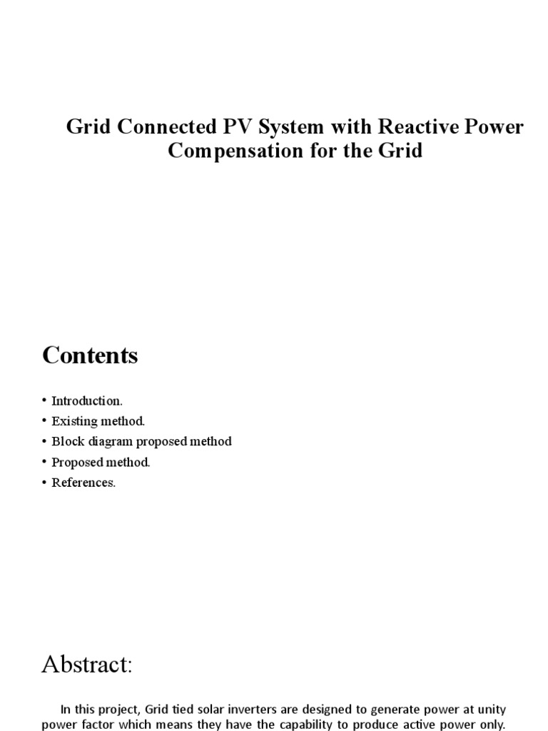 Reactive Power Control in PV Inverters | PDF | Power Inverter ...