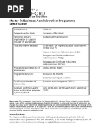 Master in Business Administration Programme Specification