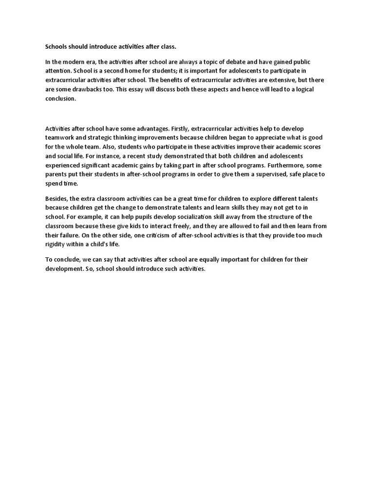 Importance of After-Class Activities | PDF | Career & Growth