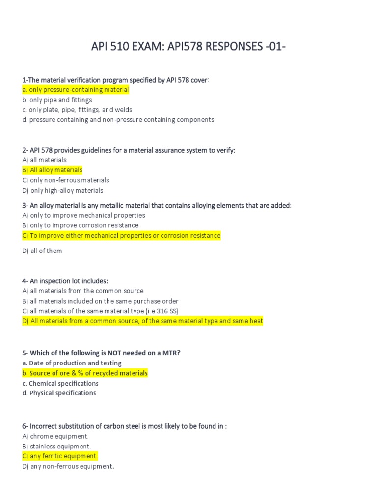 API 578 Reponses - 01 | PDF