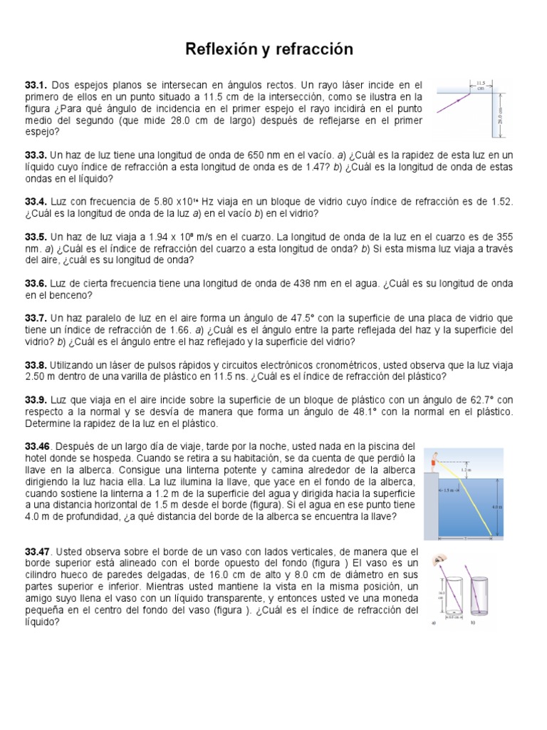Reflexión y refracción de la luz | PDF | Ligero | Refracción