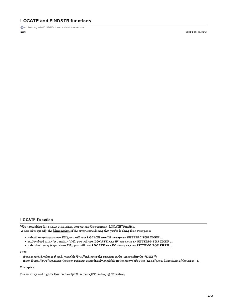 FINDSTR vs LOCATE Function Guide | PDF