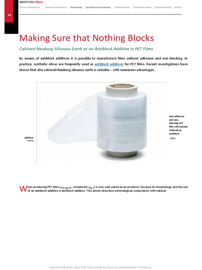 Anti Blocking Additive | PDF | Friction | Silicon Dioxide