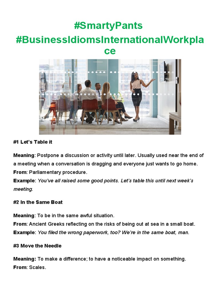 Business Idioms International Workplace | PDF