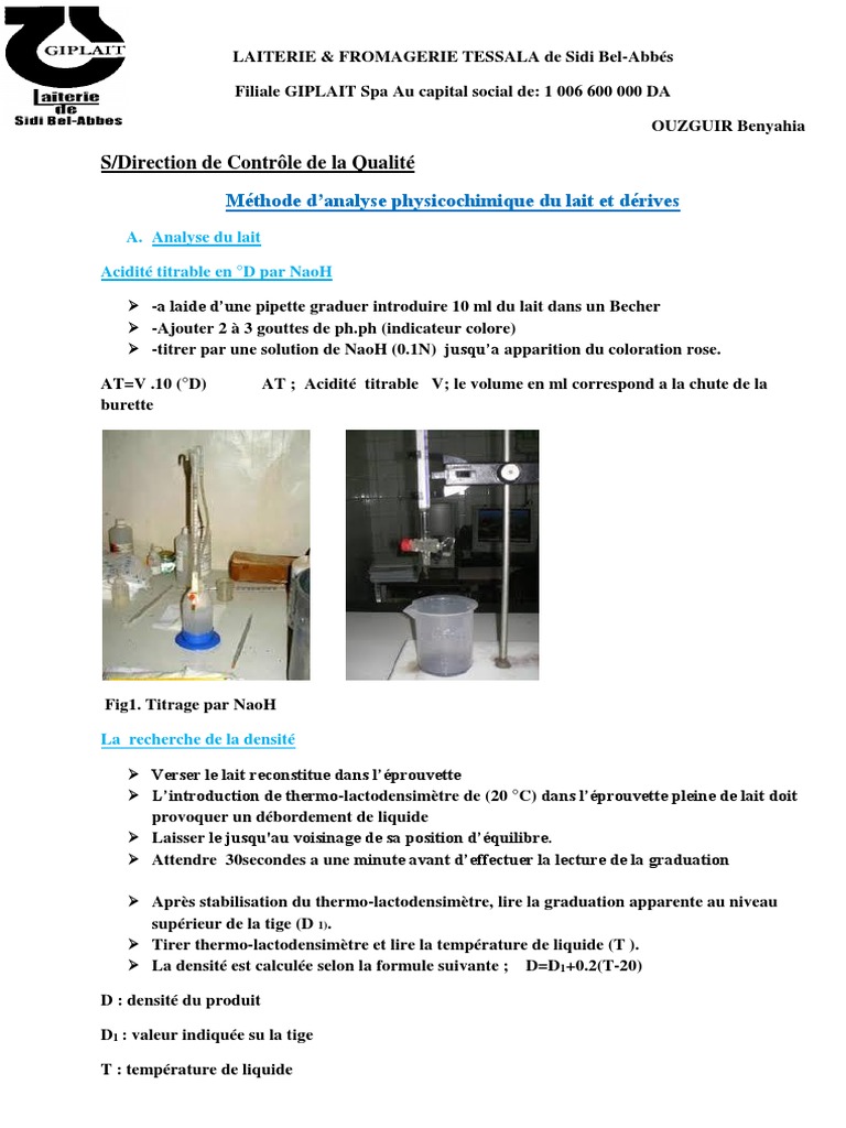 Méthode D'analyse Physicochimique Du Lait Et DérivesConverti PDF — free download
