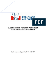Informe Derecho de Retorno Al Perú en Situaciones de Emergencia