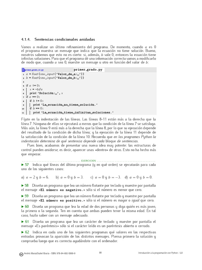 Condicionales Anidados en Python | PDF | Python (lenguaje de ...