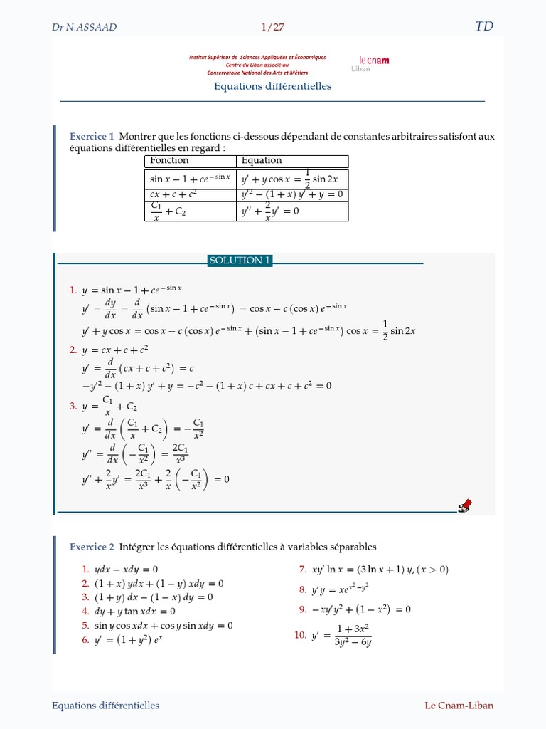 Résolution d'Équations Différentielles | PDF | Équations | Vitesse