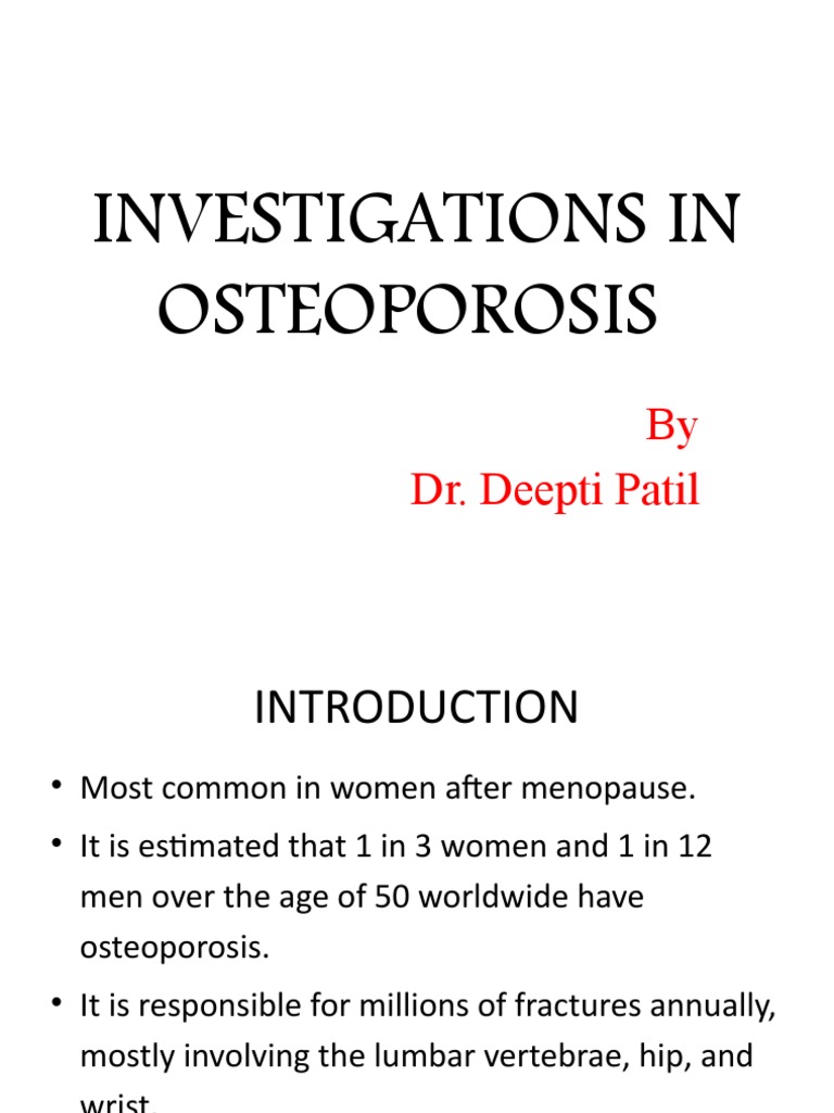 Investigations in Osteoporosis | PDF | Osteoporosis | Bone