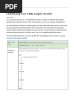 Learning Log: Start A Data Analysis Checklist: Instructions