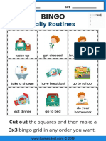 Daily Routine Worksheet Bingo