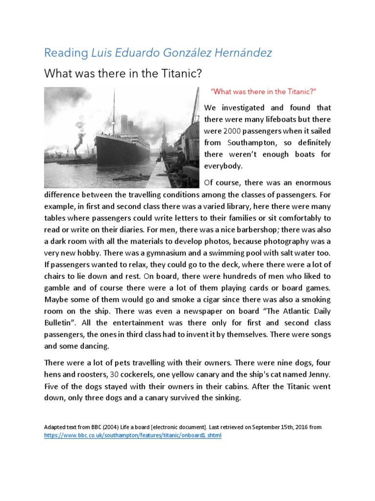 There Was - Were Titanic | PDF | Ships | Water Transport