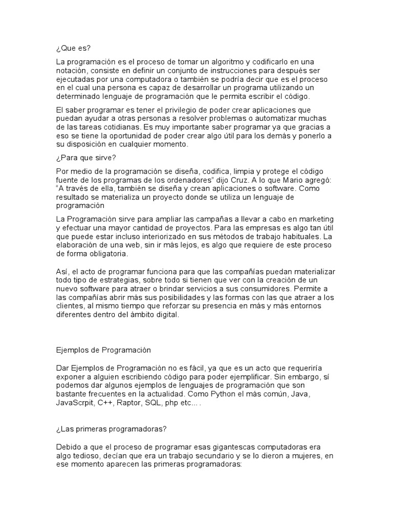 Ensayo Sobre La Programacion | PDF | Programación de computadoras ...