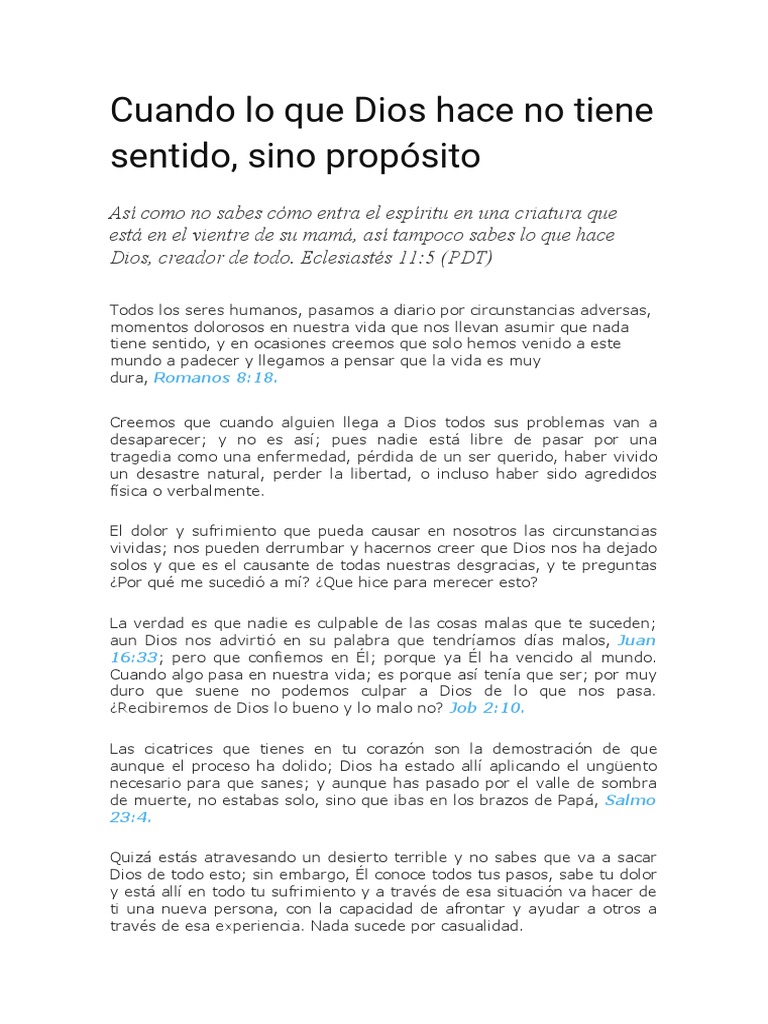 Cuando Lo Que Dios Hace No Tiene Sentido PDF Dios