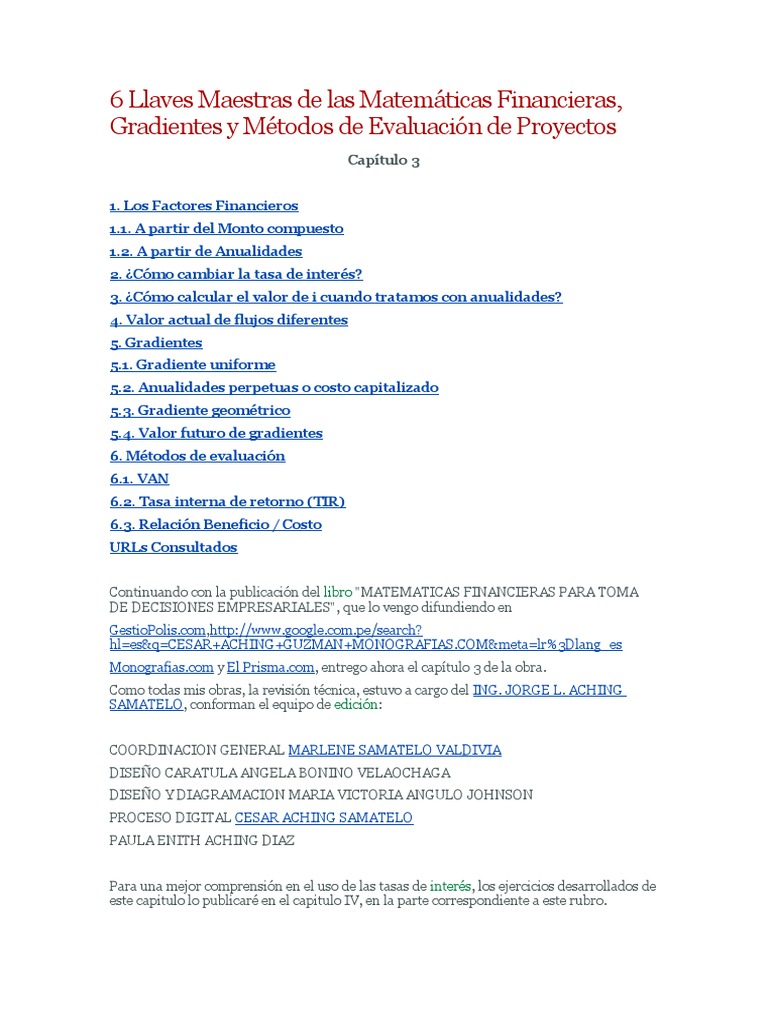 6 Llaves Maestras de Las Matemáticas Financieras | PDF | Amortización ...