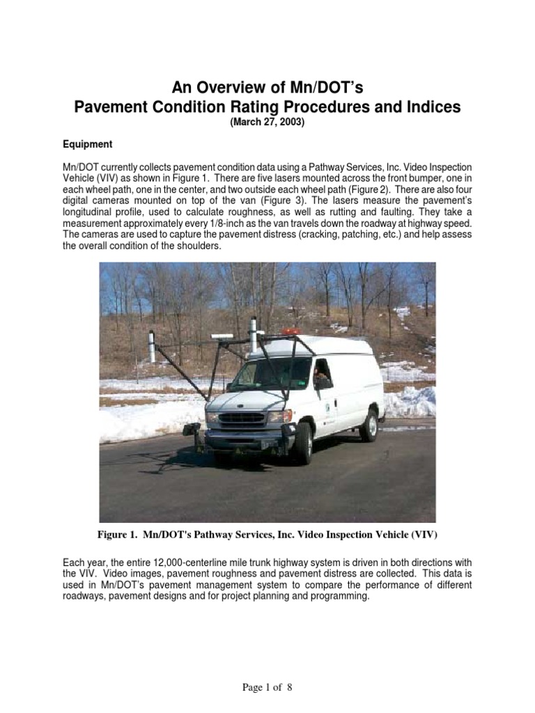 Mn/DOT Pavement Condition Rating Overview | PDF | Road Surface