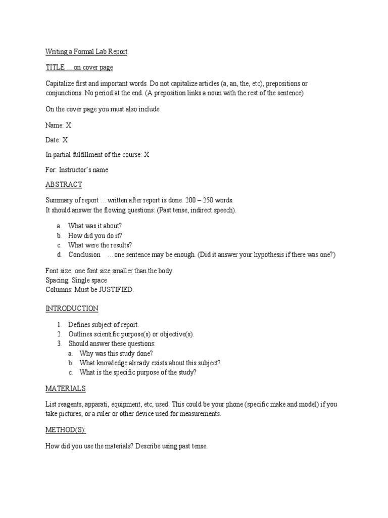 Writing A Lab Report | PDF | Apa Style | Experiment