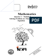 Mathematics: Quarter 1 - Module 8 Solving Problem On Polynomial Equation