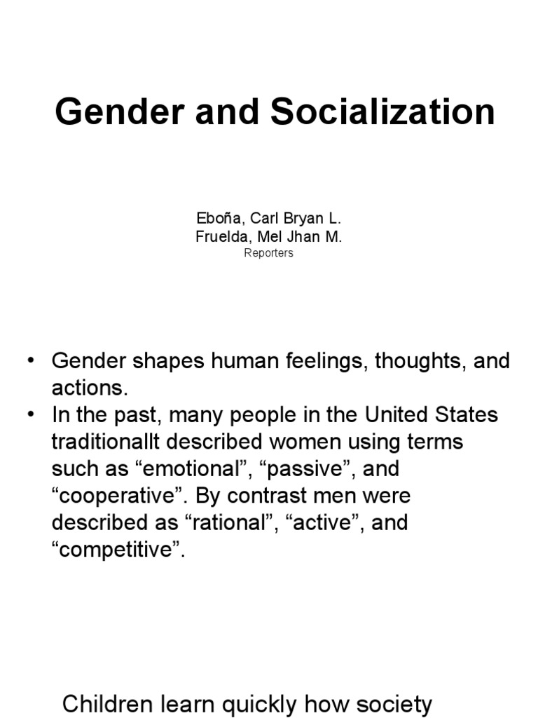 Understanding Gender and Socialization | PDF | Gender | Gender Studies