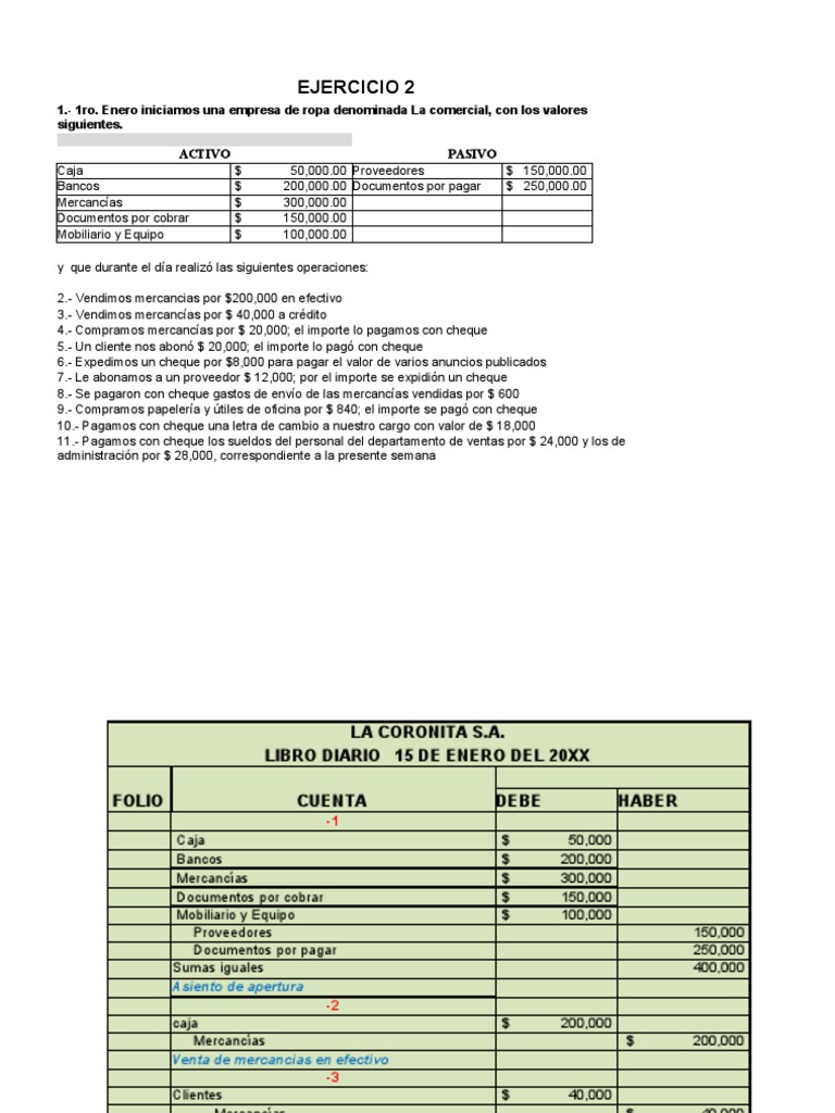 Ejercicio 2 Balanza De Comprobaci N Libro PDF Cheque