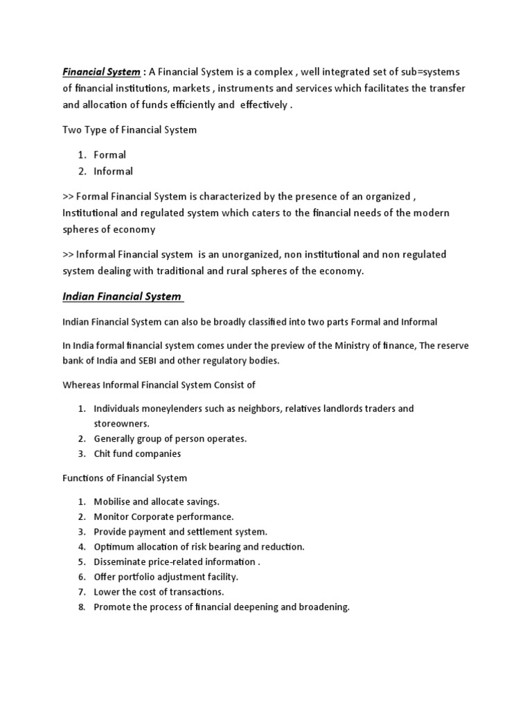 Financial System | PDF | Social Science