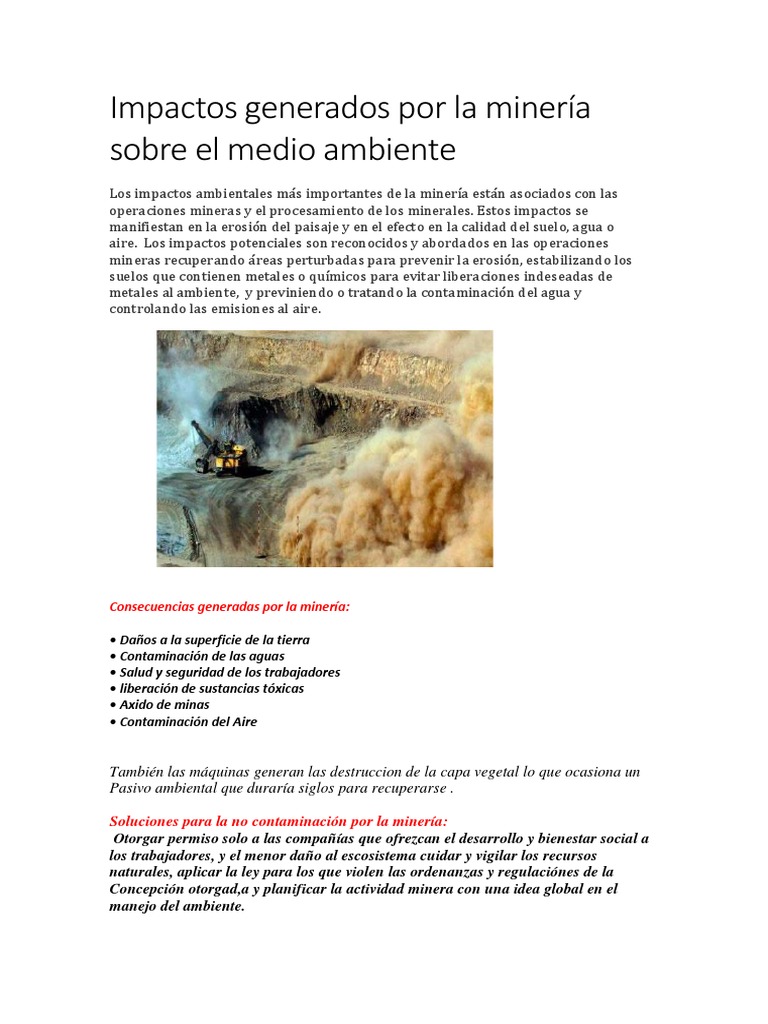 Impactos ambientales de la minería | PDF | Contaminación | Minería