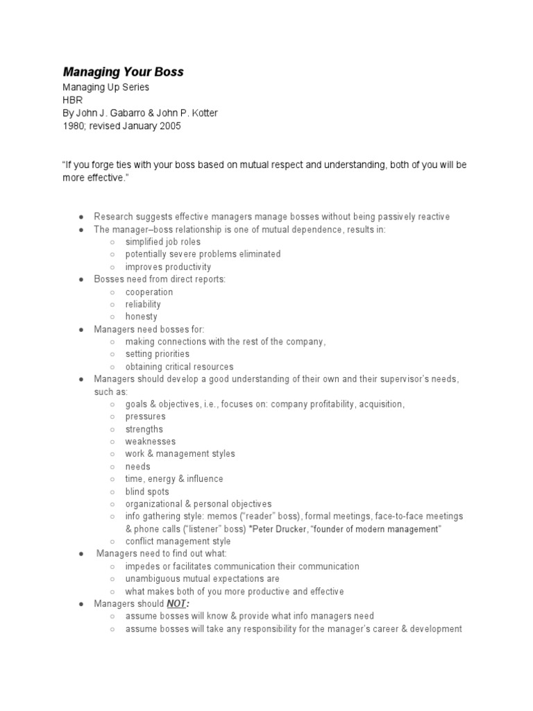 Managing Your Boss (HBR) | PDF | Psychology | Communication