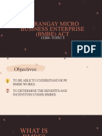 Barangay Micro Business Enterprise (Bmbe) Act: 13284-TOPIC 3